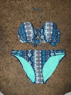 Blue Shade & Shore Bandeau Bikini Set- size XL